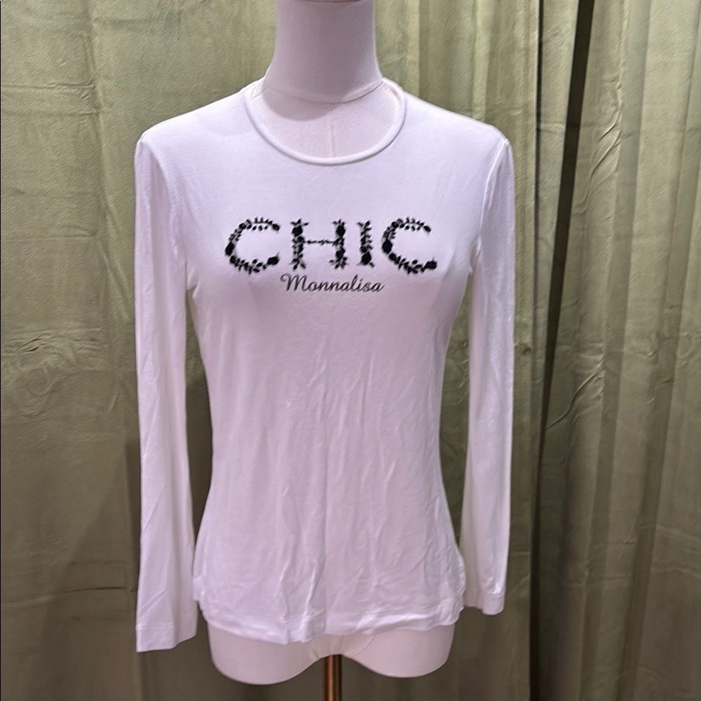 Monnalisa White Long Sleeve Top, S
